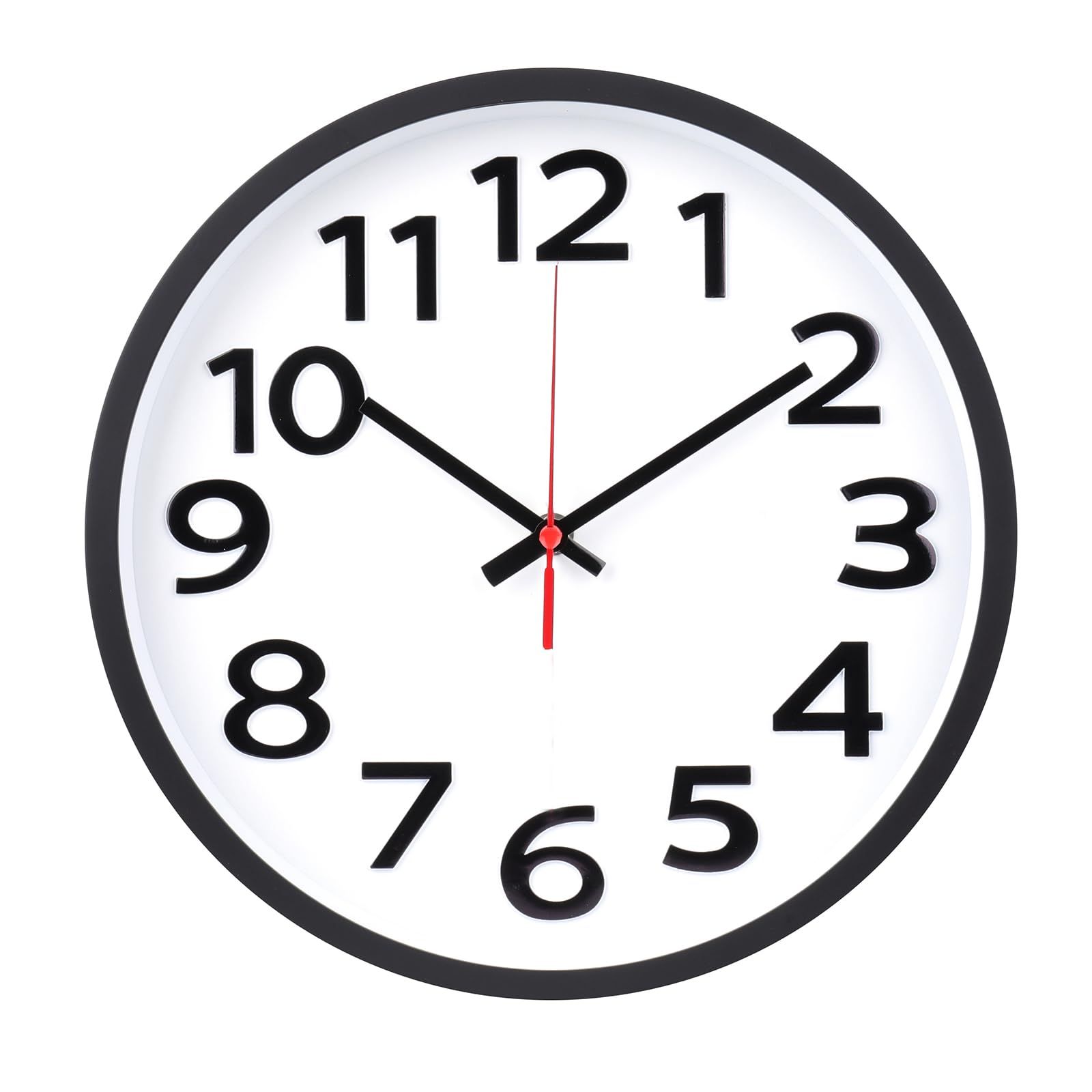 Fomaris 14 inch Wall Clock Silent Non Ticking Quartz Battery Operated Clocks for Kitchen Classroom Living Room Black