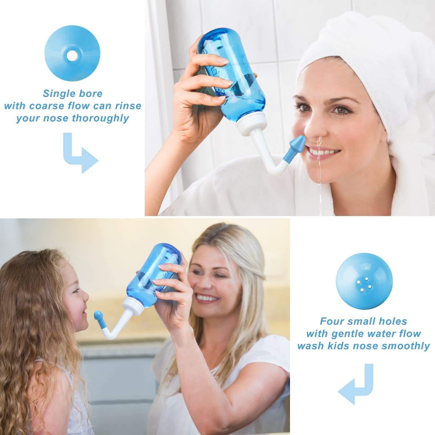 BROGBUS Nasal Wash Neti Pot Sinus Rinse Bottle for Adult & Kid BPA Free 500ml 3