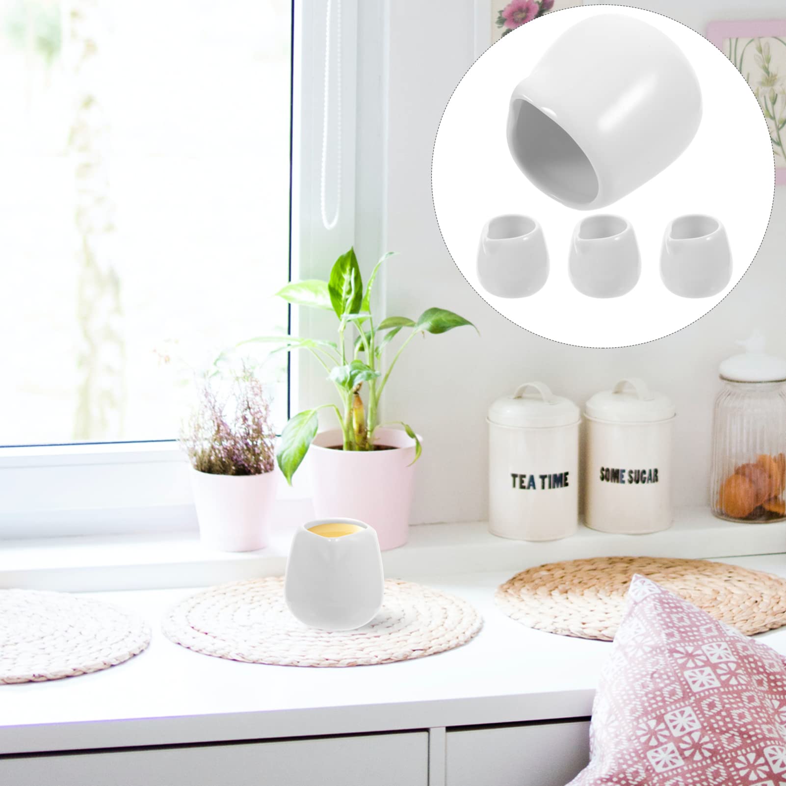 YARNOW Mini Milchkännchen Weiß 4 Stück Keramik Soßeschalen Mit Ausguss Tropffreies Servieren Für Sauce Dressing Brühe Küche Restaurant