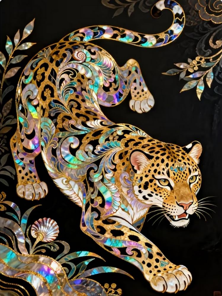 Brennora Cross Stitch Kits for Adults Leopard 11CT Pre-Printed Stamped Embroidery Kit DIY Handmade Home Wall Décor 40x50 cm