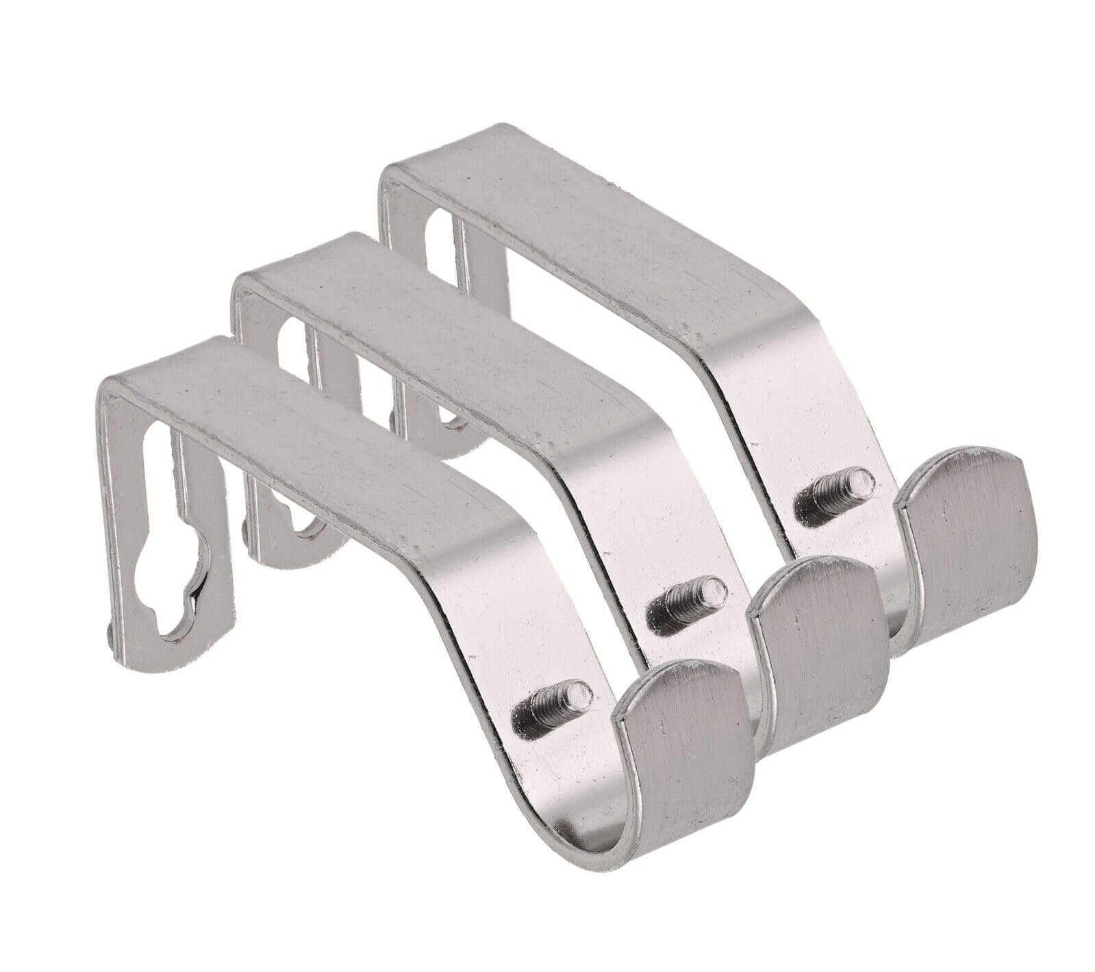 Lister Cartwright 19mm Curtain Pole Brackets with Adjustable Screws Metal Finish (Pack of 3) -Brushed Steel(Metal Bracket)