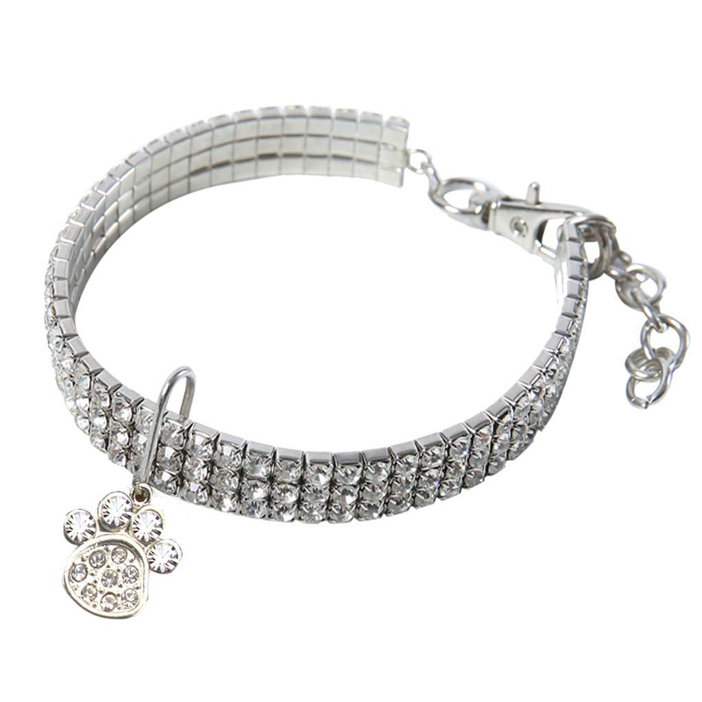 Smniao Hundehalsband Mit Strass & Pfoten-Anhänger – Verstellbar, Glamourös Für Kleine Hunde & Katzen