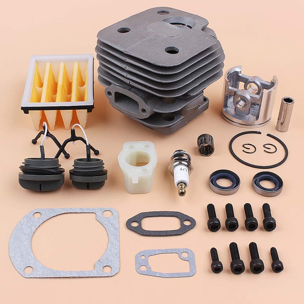 52 mm Cilindro pistón silenciador de Escape Tornillos Kit de Tapas de Filtro de Aire Compatible con Husqvarna 268272 XP 272XP Repuesto de Motosierra de Gasolina