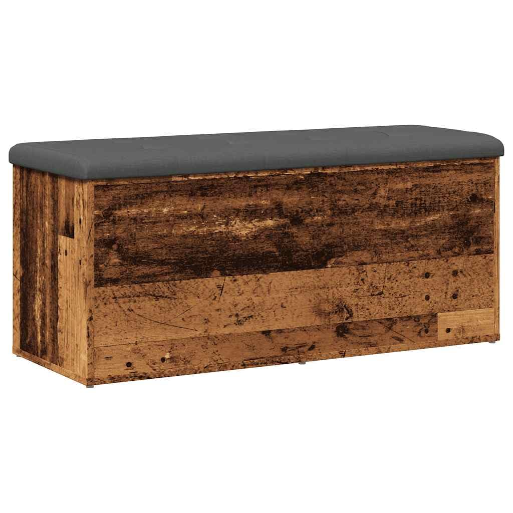 Ławka do siedzenia z miejscem do przechowywania z materiału drewnopochodnego o wyglądzie starego drewna, 102 x 42 x 45 cm, do korytarza, sypialni, salonu, garderoby, szafka na buty z