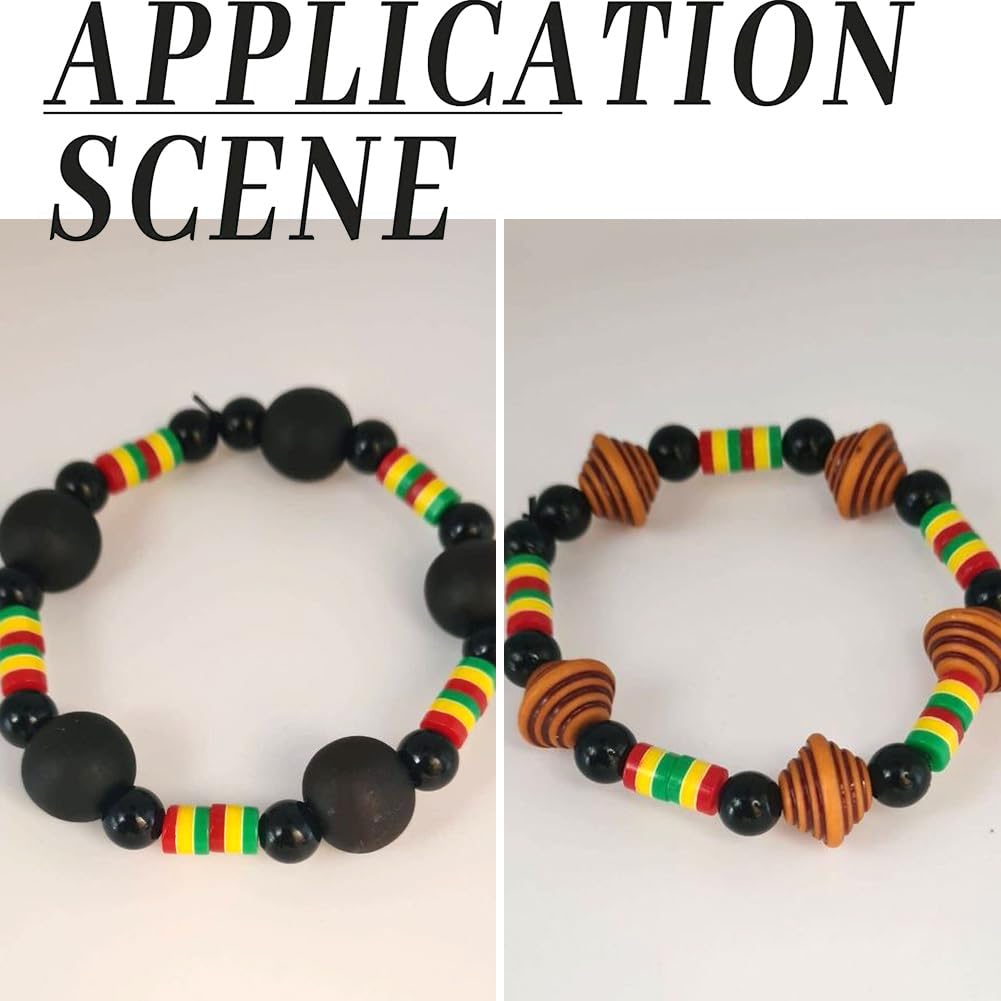 1 scatola da 200 perline rasta a righe da 8 mm, a colonna, opache, africane giamaiche, cilindriche Juneteenth, nero, rosso, verde, giallo, colorate, distanziatori, perline sfuse per la