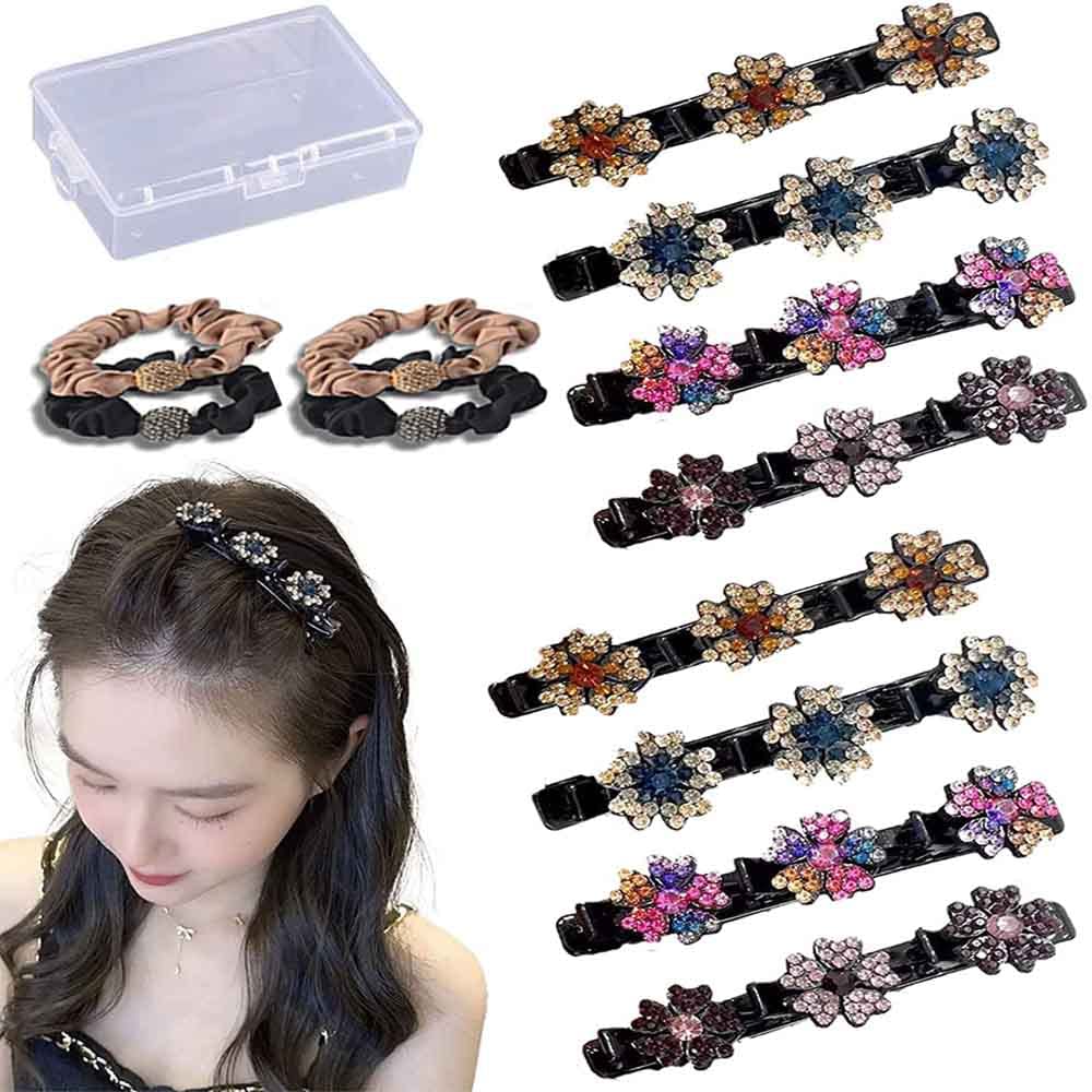 Amazon.co.jp: クローバーのラインストーンのヘアクリップ、キラキラ
