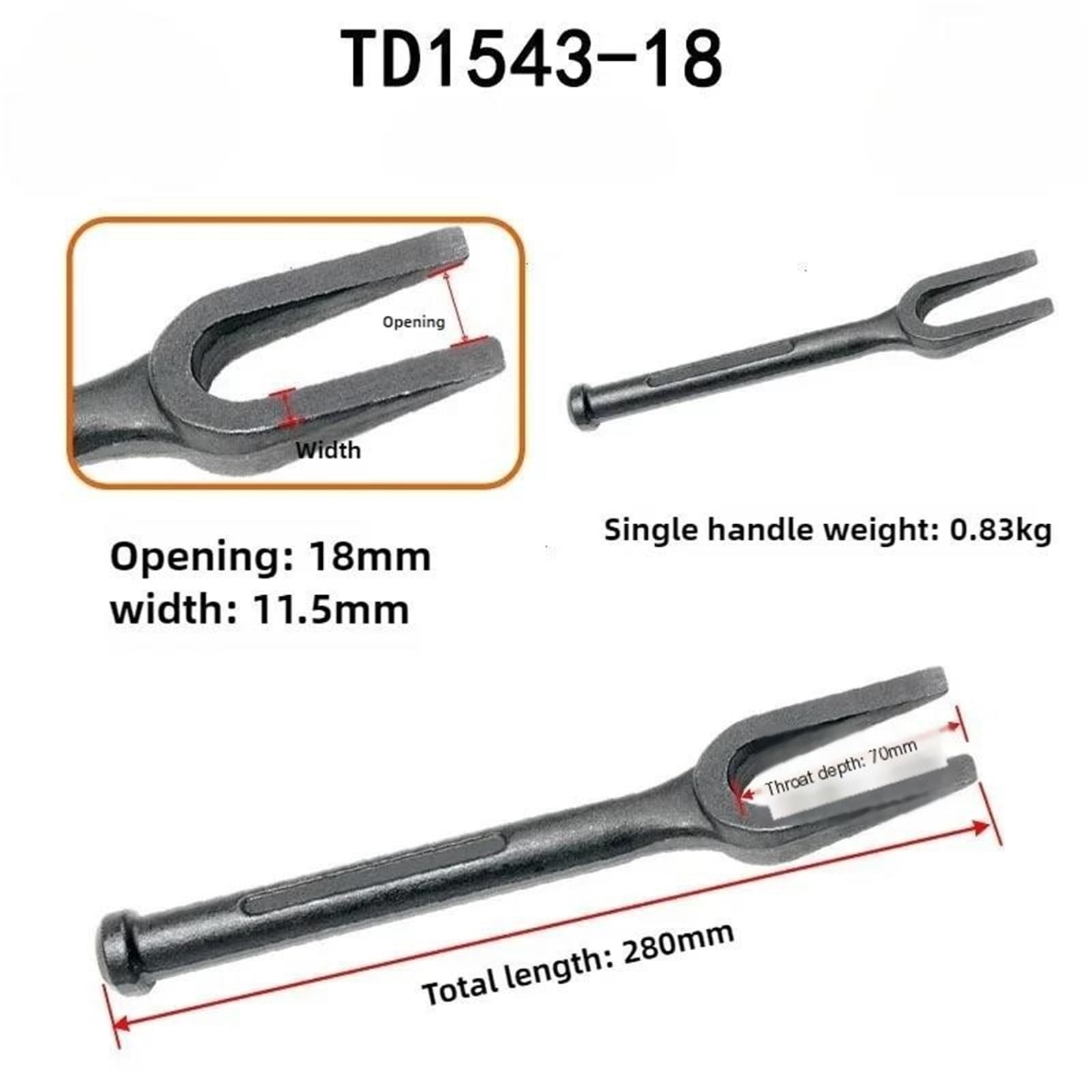 bolas para dirección de coche Extractor de rótulas largas acero alta resistencia para extracción barras acoplamiento y separador juntas Conjunto de rótula(TD1543-18)