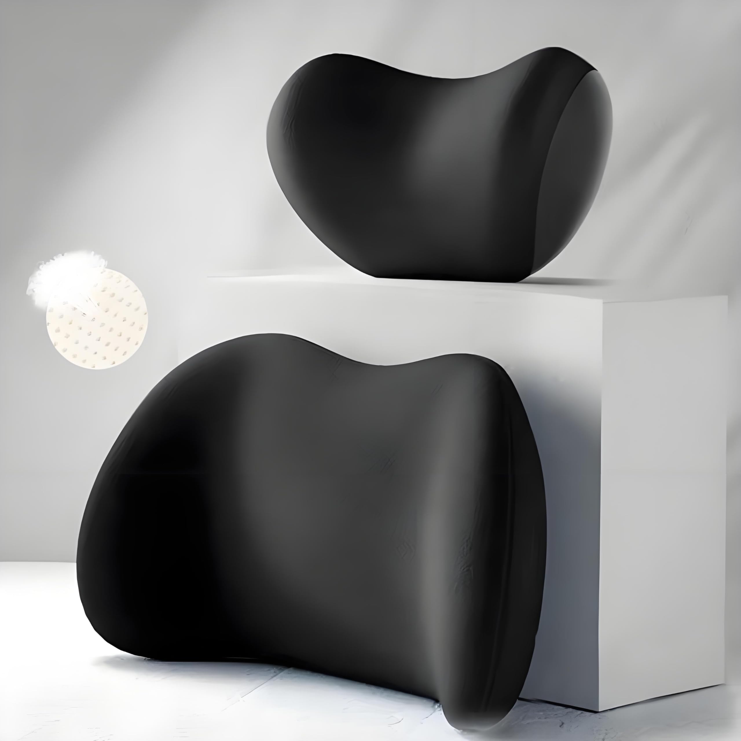 DALUJIE 2 PCS Car Neck Pillow for Hyundai Santa Fe 2024 2025, 100% Memory Foam Headrest Neck Pillow Set Ergonomic for Neck Pain Relief and Cervical Support,Black