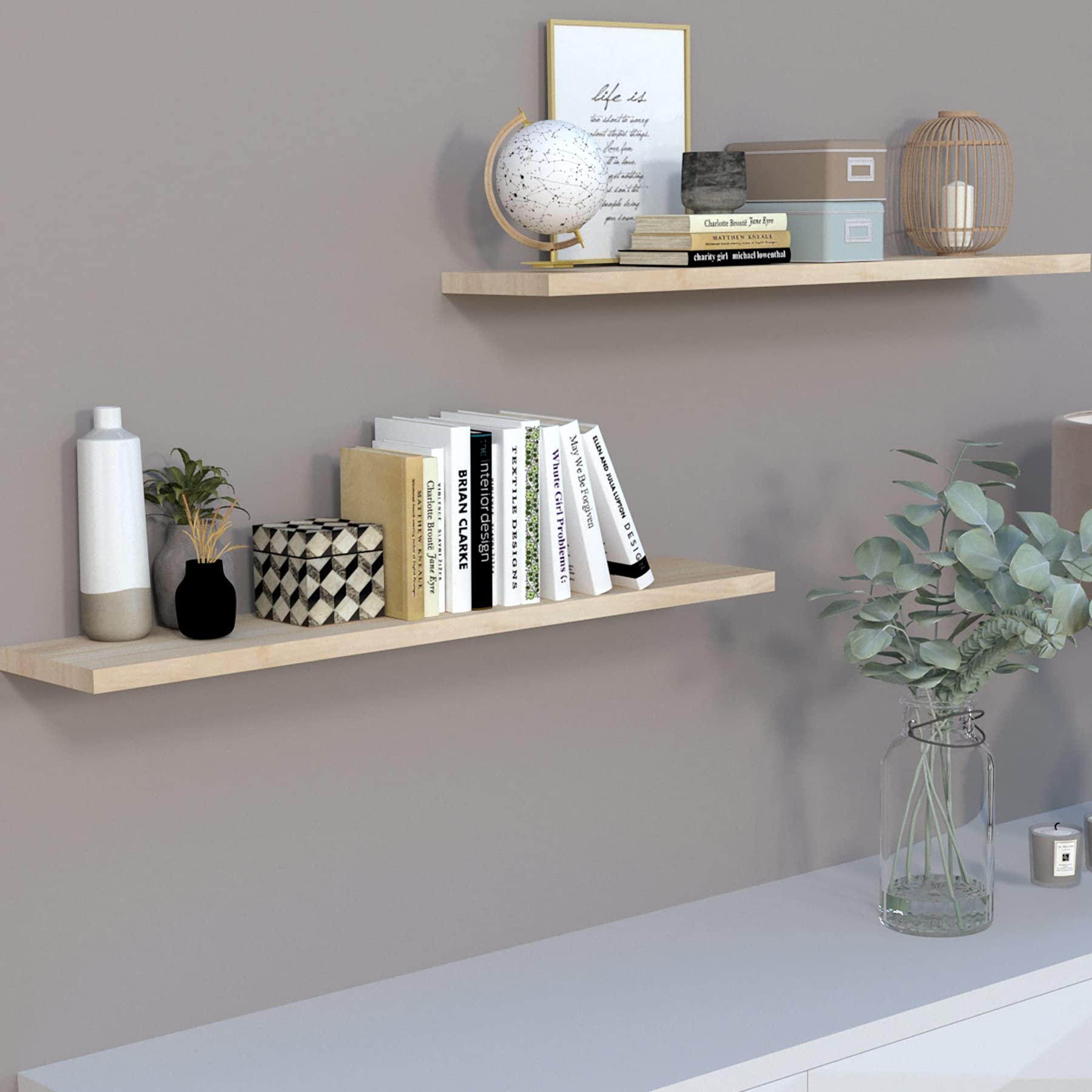 Henor Balda Pared 50 x 20 x 2.5 cm. Estante Pared Madera Herraje Totalmente Oculto Carga Soporta hasta 25Kg Blanco — view 37