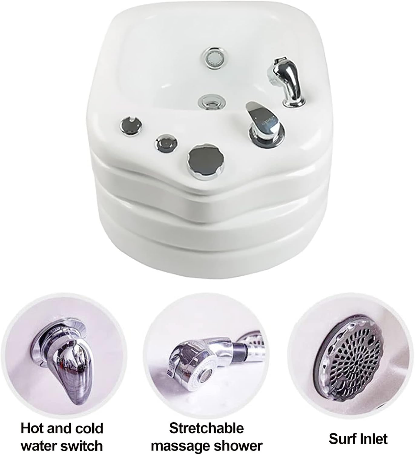 Foot Soaker with Pedicure Foot Rest Foot Massager Spa Massage Foot Bath Colorful Lamp Footbath Large Foot Massager Pedicure Spa Bathtub Special for Hotel Foot Bath Club (Size : Bath+Pedicure)