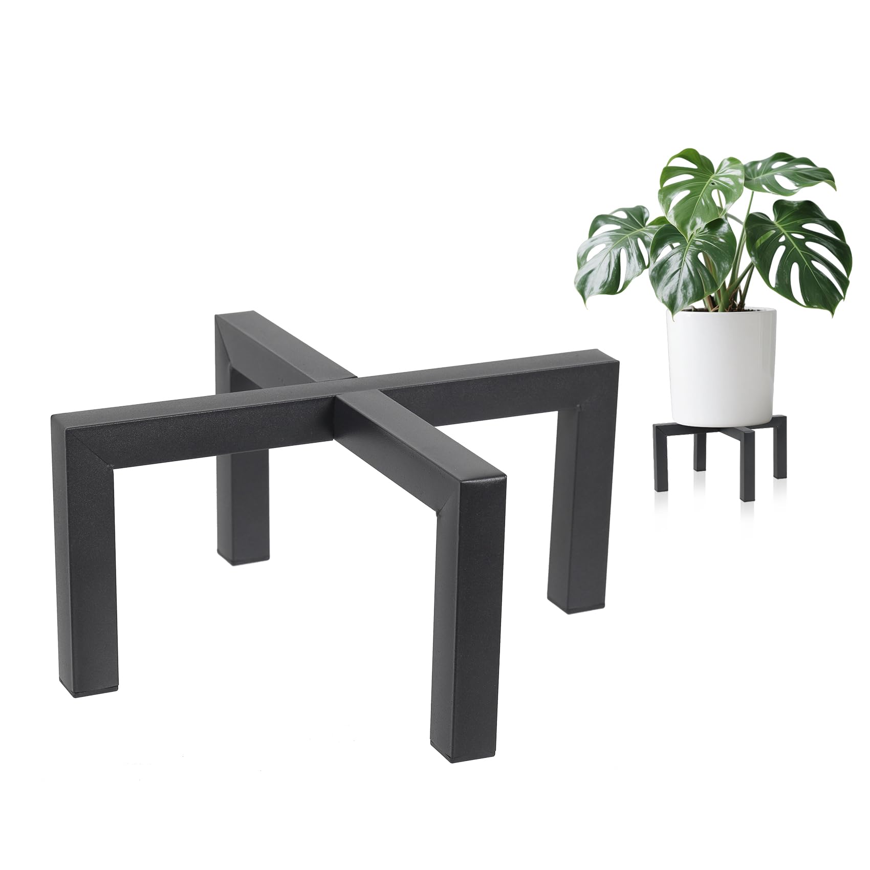 Phyluckny Plant Stand Indoor Outdoor, Heavy Duty Metal Plant Pot Holder, Mid Century Modern Planter Stands, Floor Flower Pot Holder (Black, Fit 5-12 inch pots)