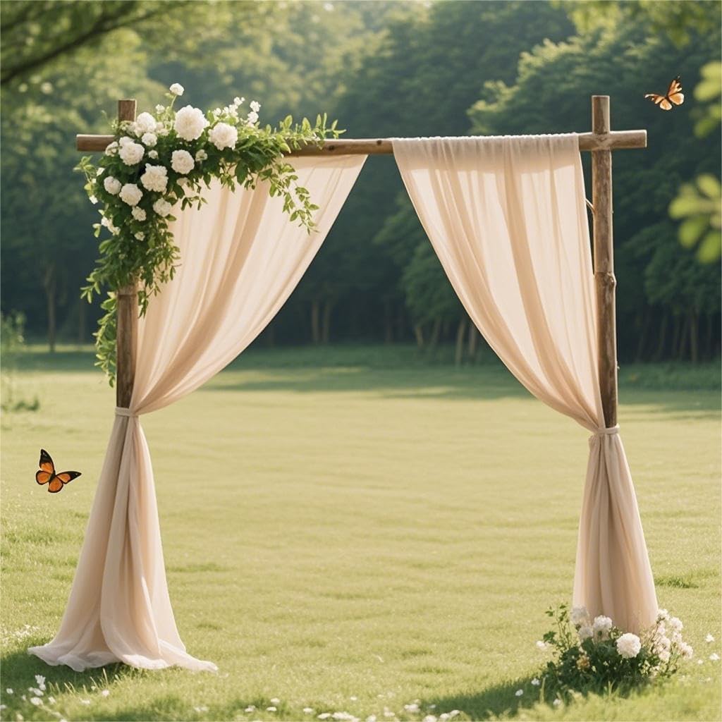 Tissu en mousseline de soie pour fête de mariage Champagne 18,4 m