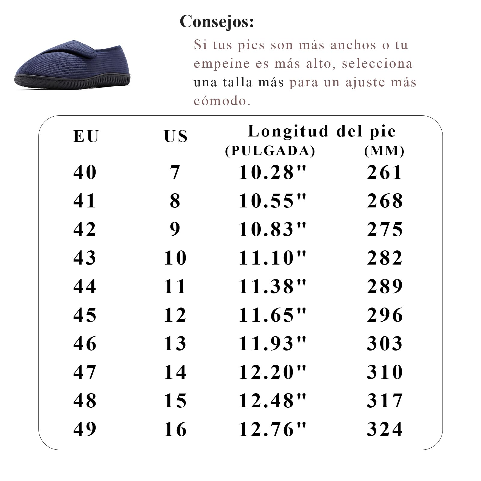 Git-up Pantuflas De Casa para Hombre Zapatillas Cálidas Cómodas Antideslizantes con Plantilla De Espuma De Memoria Zapatillas Ajustables para Diabéticos para Pies con Edema Y Artritis