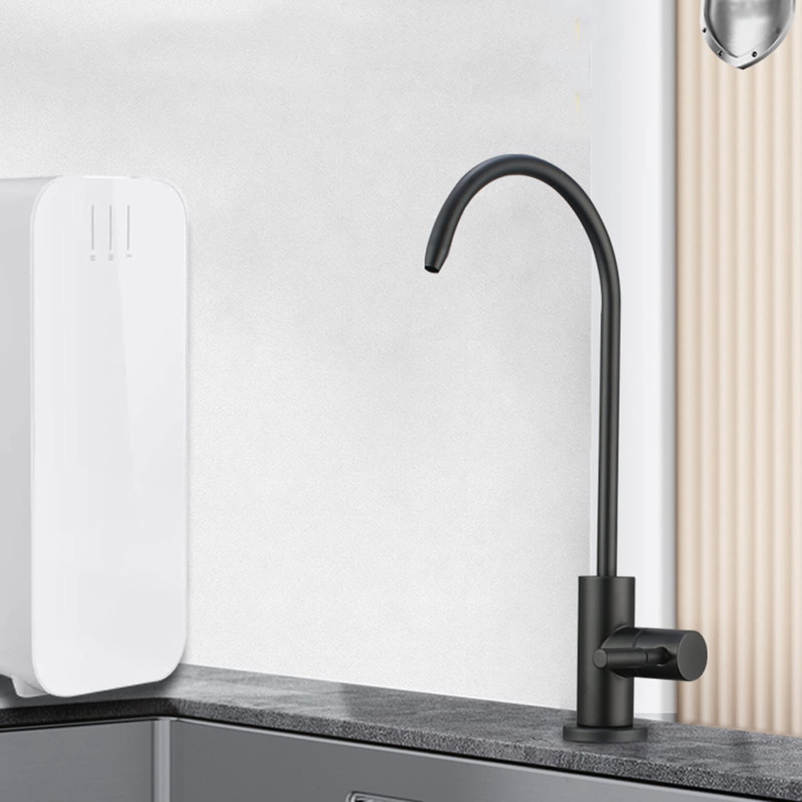 Amazon.co.jp: キッチン蛇口 浄水器付き蛇口、ブラック グースネック
