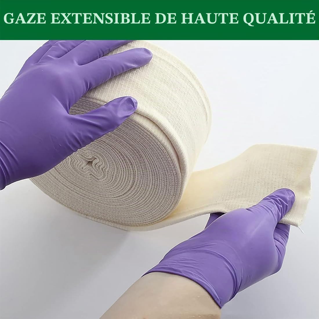 Bandage de compression élastique en forme de tube respirant pour pansement, bras, genoux, 8,75 cm x 10 m