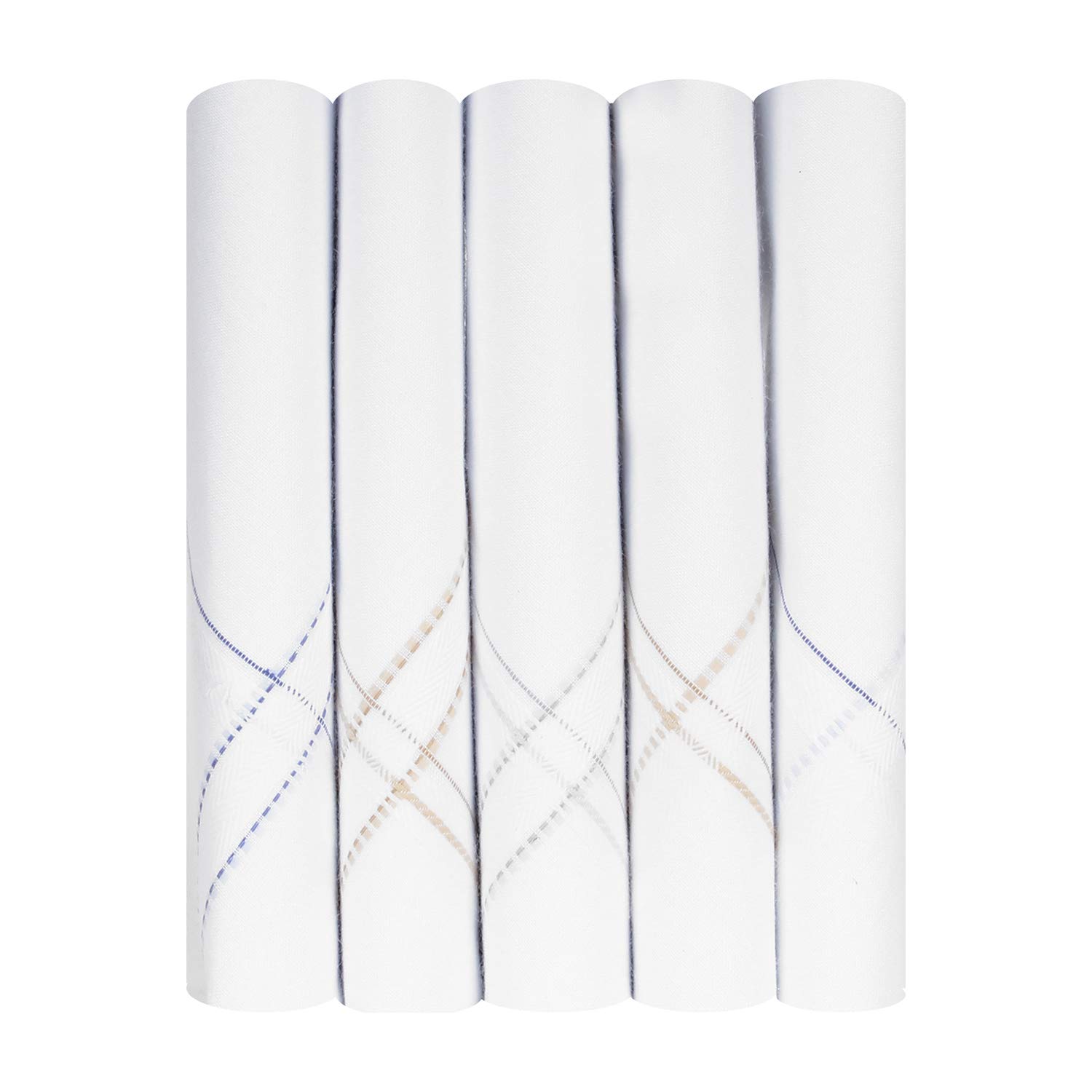 Men's Luxury 100% Pure Cotton Handkerchief White Base with Colored Border