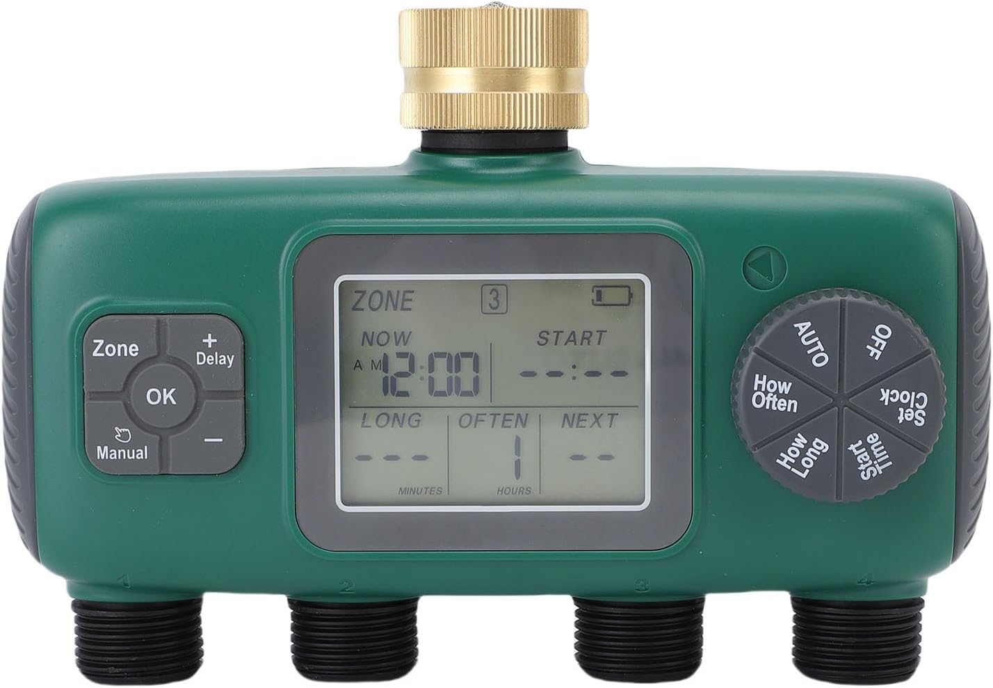Asixxsix Sprinkler Timer, 3/4In 4 Watering Zone IPX5 Water Proof LCD Display, Water Timer for Garden Hose with Rain Delay, Outdoor Soaker Hose Timed Digital Irrigation for Yard Lawn - Image 1 of 9