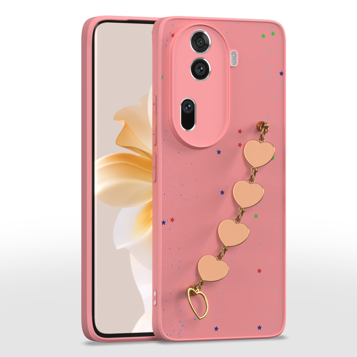 Pikkme Oppo Reno 11 Pro 5G Back Cover for Girls | Heart Shaped Metal Chain Blocks | Sparkling Soft TPU | Case for Oppo Reno 11 Pro 5G (Pink) (B0D5H75XVG) Amazon Price History, Amazon Price Tracker