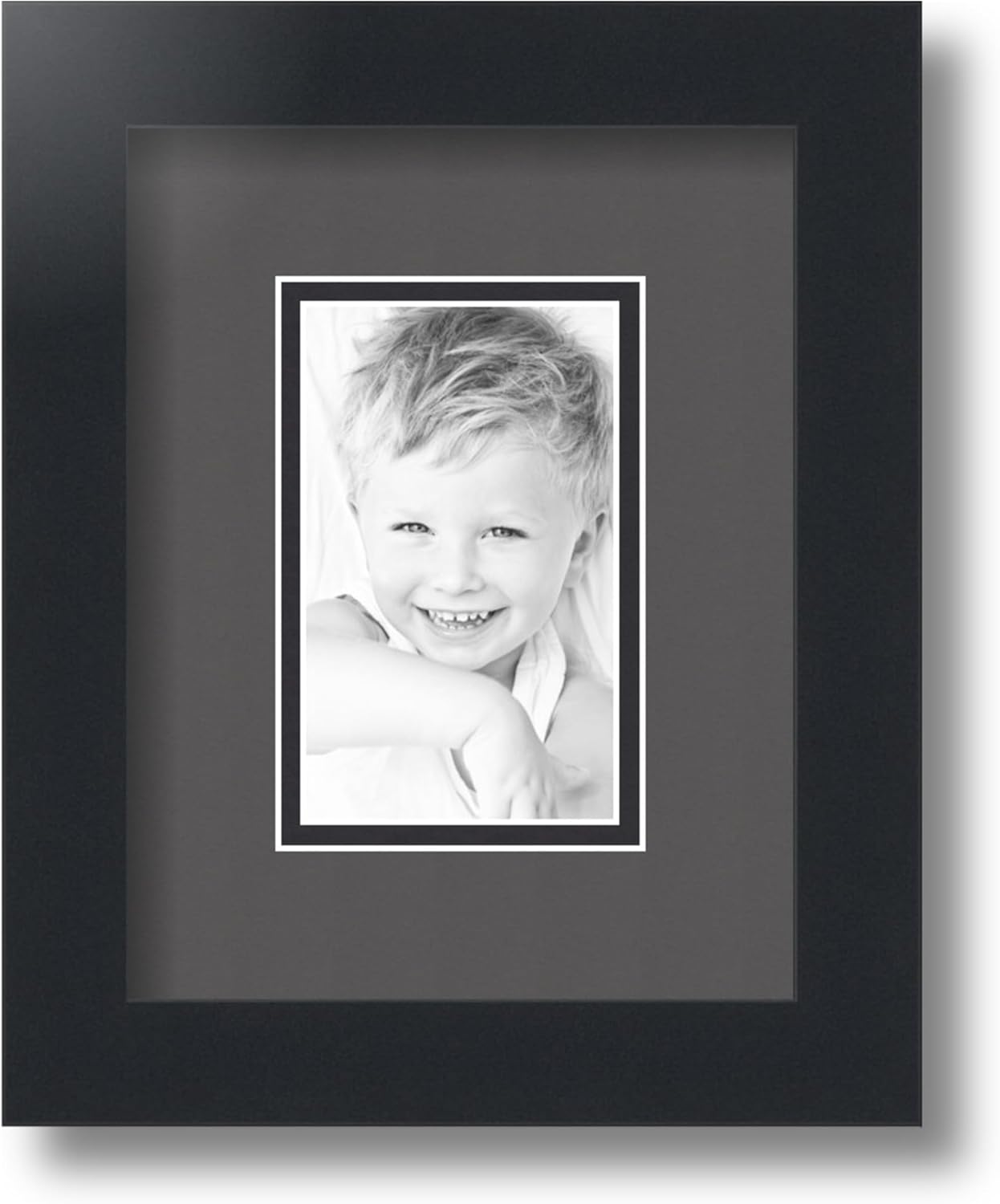 Art to Frames Double-Multimat-664-41/89-FRBW26079 Collage Photo Frame Double Mat with 1 - 3x5 Openings and Satin Black Frame