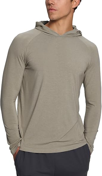 BAMBOO COOL Mens UPF 50+ Sun Protection Hoodies Soft and Lightweight Long Sleeve SPF Fishing Thumbhole Shirts Hooded