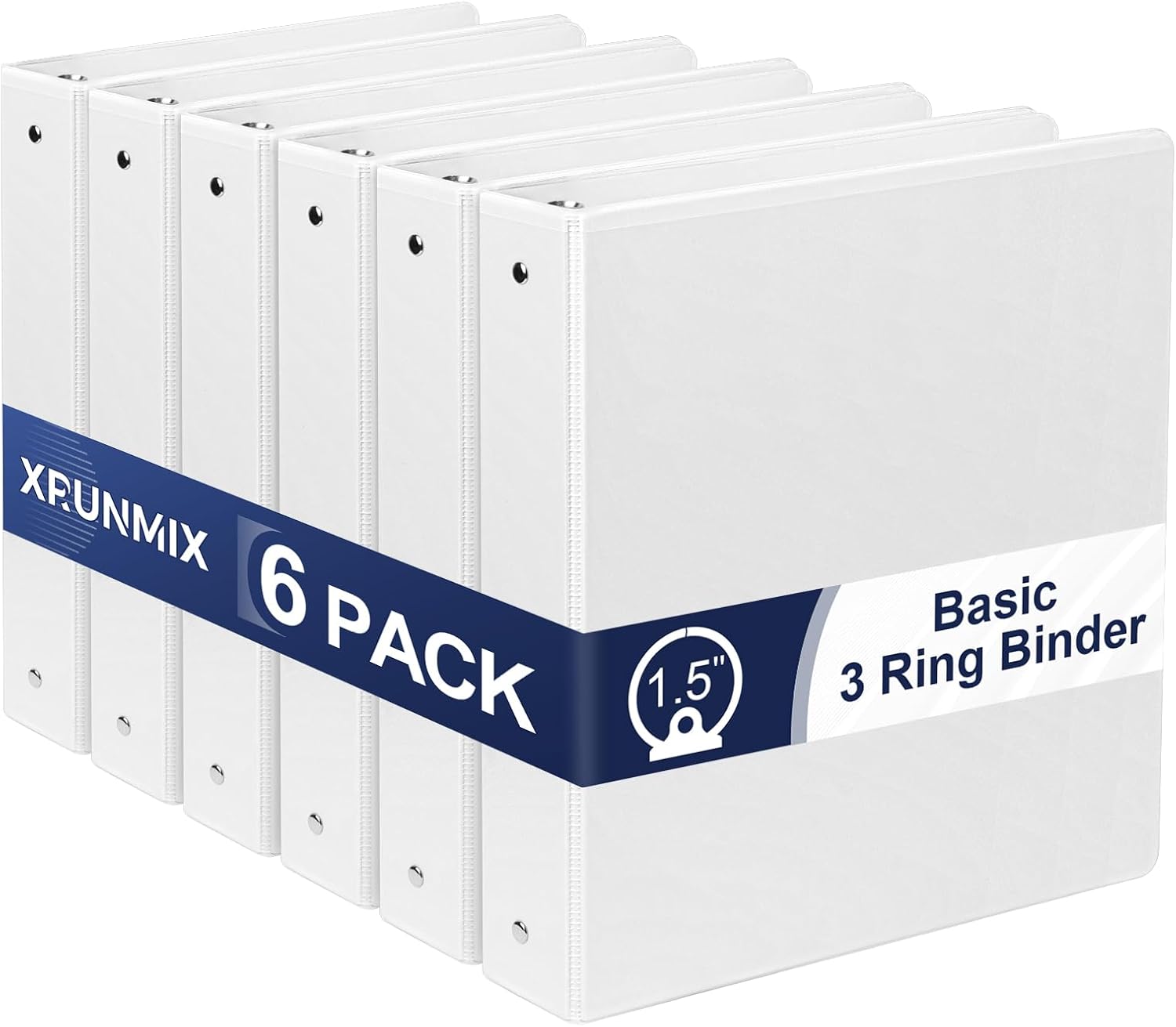 1.5-Inch 3-Ring Binder with Pockets, 1-1/2’’ Premium View Binders with Three Ring Binders Holds up to 325 Sheets US Letter Size, Bulk Pack of 6, Perfect for Home, Office, and School (1.5-inch) White