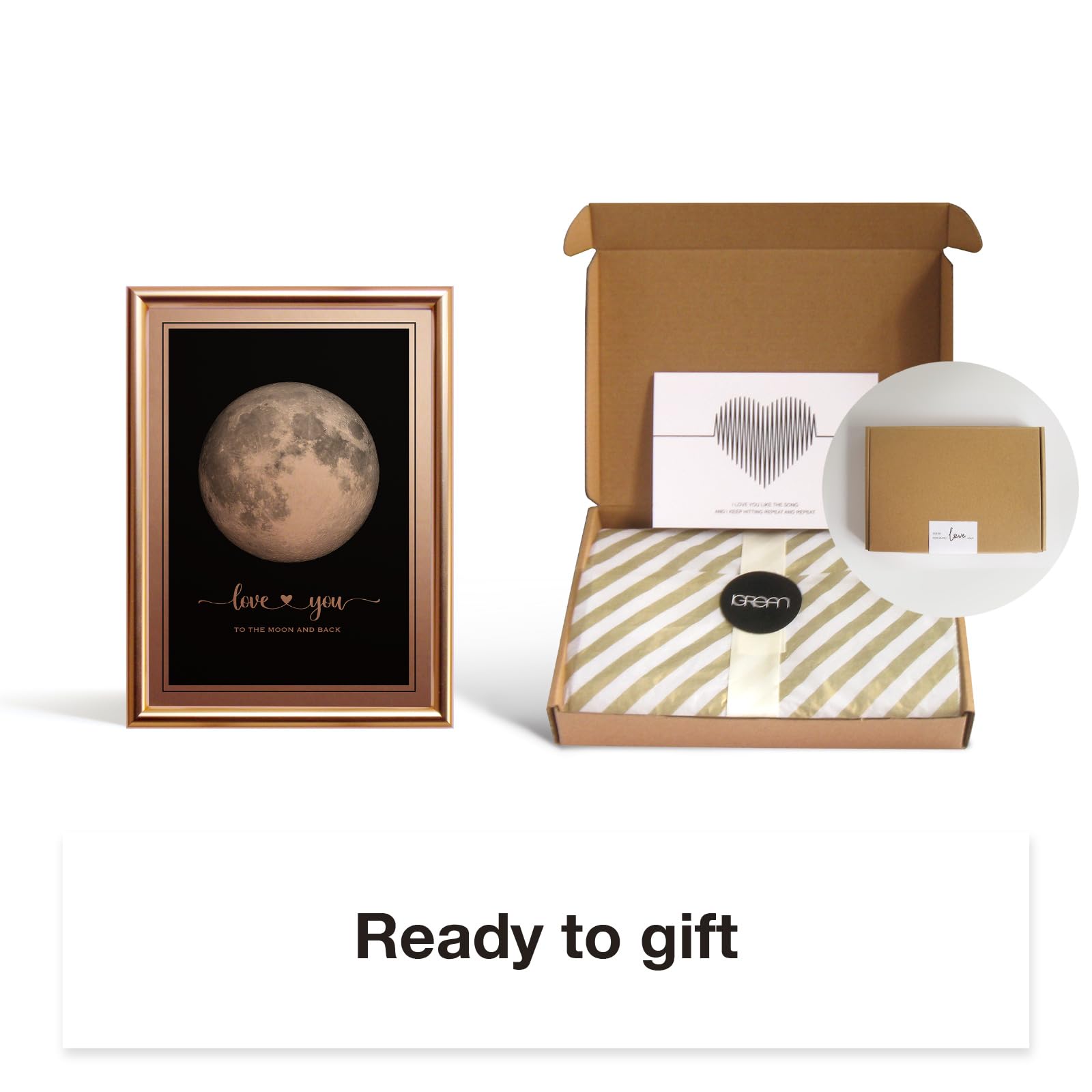 IGREAN I Love You to the Moon and Back - Bronze Moon Print in Frame, Great Gift for Special Occasion, Engagement, Wedding, Anniversary, Mother 's Day Gift
