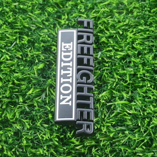Image of 2pcs Firefighter Edition Emblem 3D Metal Decal Car Logo Badge Fit for Pickup Truck Car Truck Motorcycle 150 250 350 (Black White)