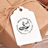 Vista 3 de Sello personalizado de granja de pollos autoentintado Sellos comerciales de huevos de gallina con letra redonda Sello de dirección