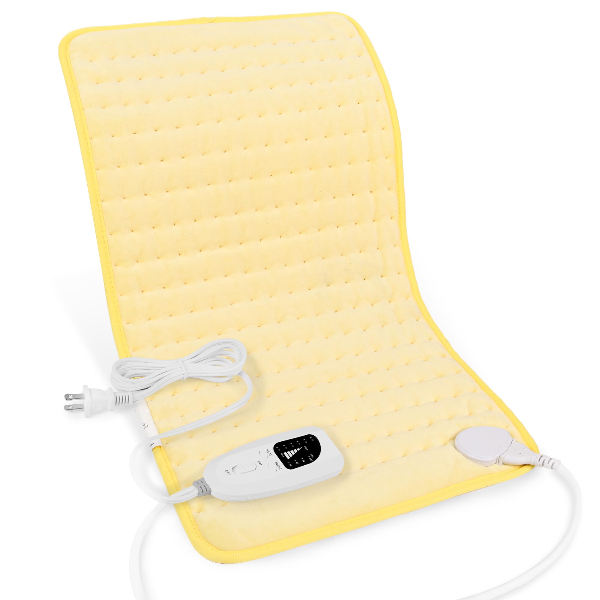 Deepsoon Heating Pad,Electric Heating Pads for Back,Neck,Moist Heating Pad for Abdomen Shoulder Knee Legs,Dry/Moist Heat&amp;Auto Shut Off,Fathers Day Dad Gifts for Men Birthday,Light Yellow,24x12 Inch