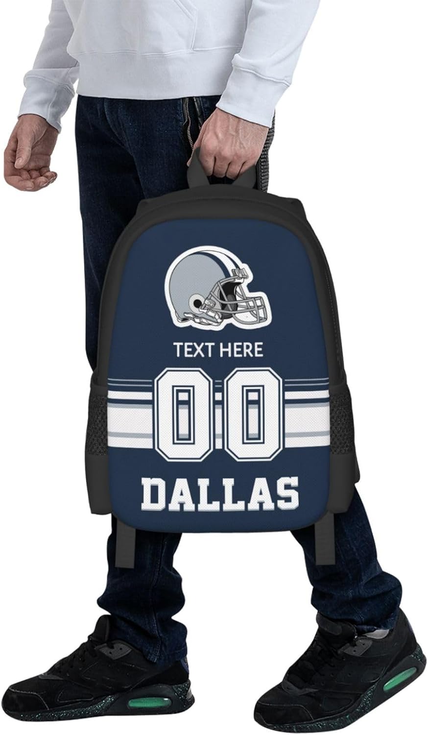Custom Dallas Backpack, Personalized Name and Number Backpack High Capacity Custom Football Gift for Men Women Fans - Image 6