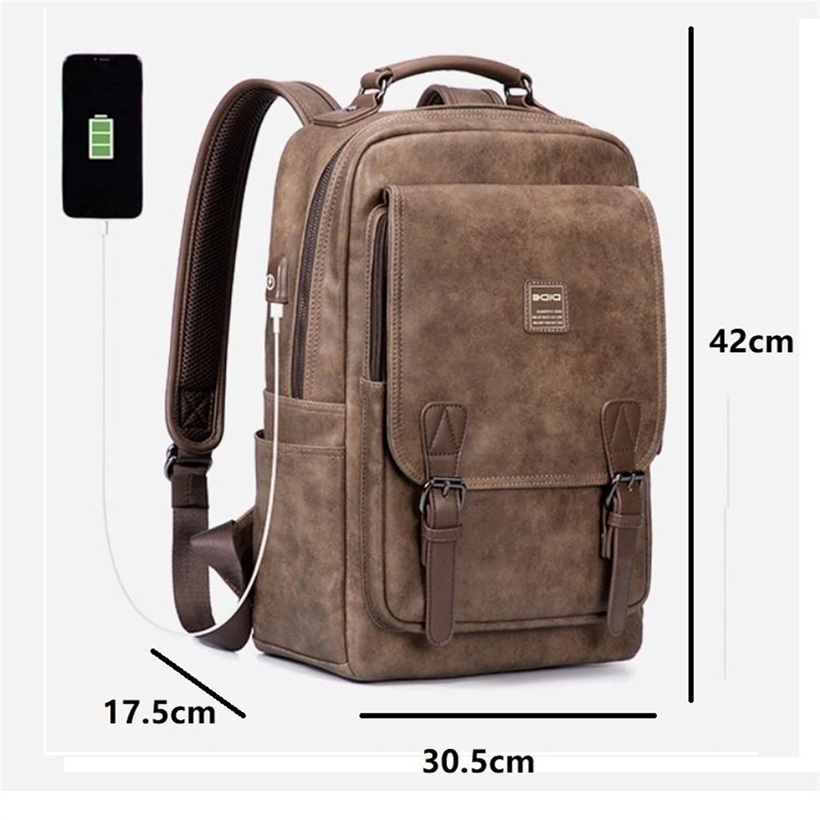 Rucksack Men's Business and Freizeit College-Tasche Echtes Leder Retro Designer Rucksäcke Casual 15,6 Zoll Laptoptasche Reise Rucksack (Color : Brown)