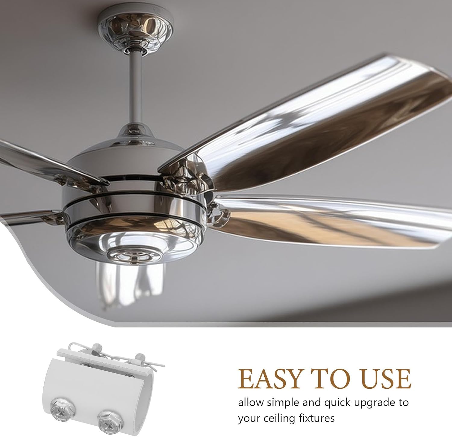 MAGICLULU Ceiling Fan Downrod Coupler, White Iron Open-slot Design Adapter for 26.5mm Rods, Sturdy Construction with Anti Wobble Feature, Wide Compatibility for Ceiling Fan Rods and Room