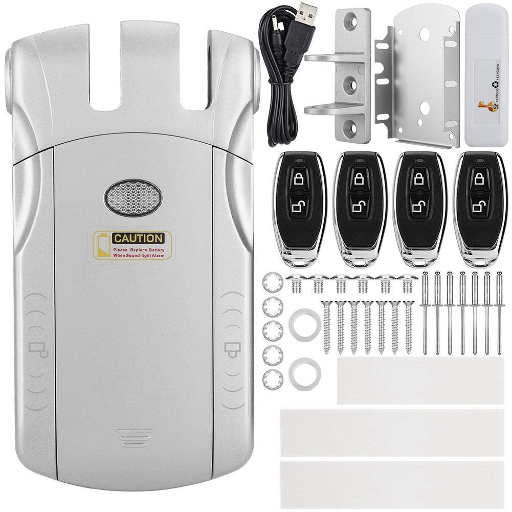 Cerradura de Seguridad Inteligente Electrónica Inalámbrica Sin Llave Control Remoto Toque Bloqueado y Desbloqueo (Plata + USB Bluetooth)