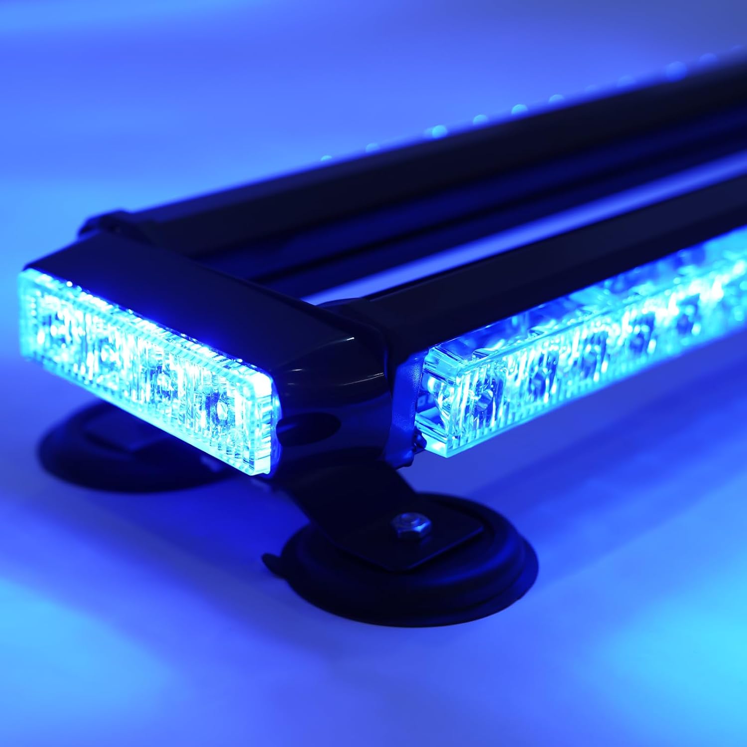26" 56 LED Blue Strobe Flash Light Bar, Emergency Strobe Light PVC Aluminum Alloy Strobe Flash Light with Power Cord Length 4.84m