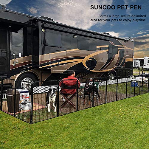 SUNCOO Dog Pen, Heavy Duty Folding Large Metal Dog Fence, Cat Puppy Rabbit Pet Exercise Playpen, Indoor Outdoor 16 Panels 40 Inches Portable Anti-Rust Yard Pet Pen Crate Cage Barrier Kennels - Thumbnail 6