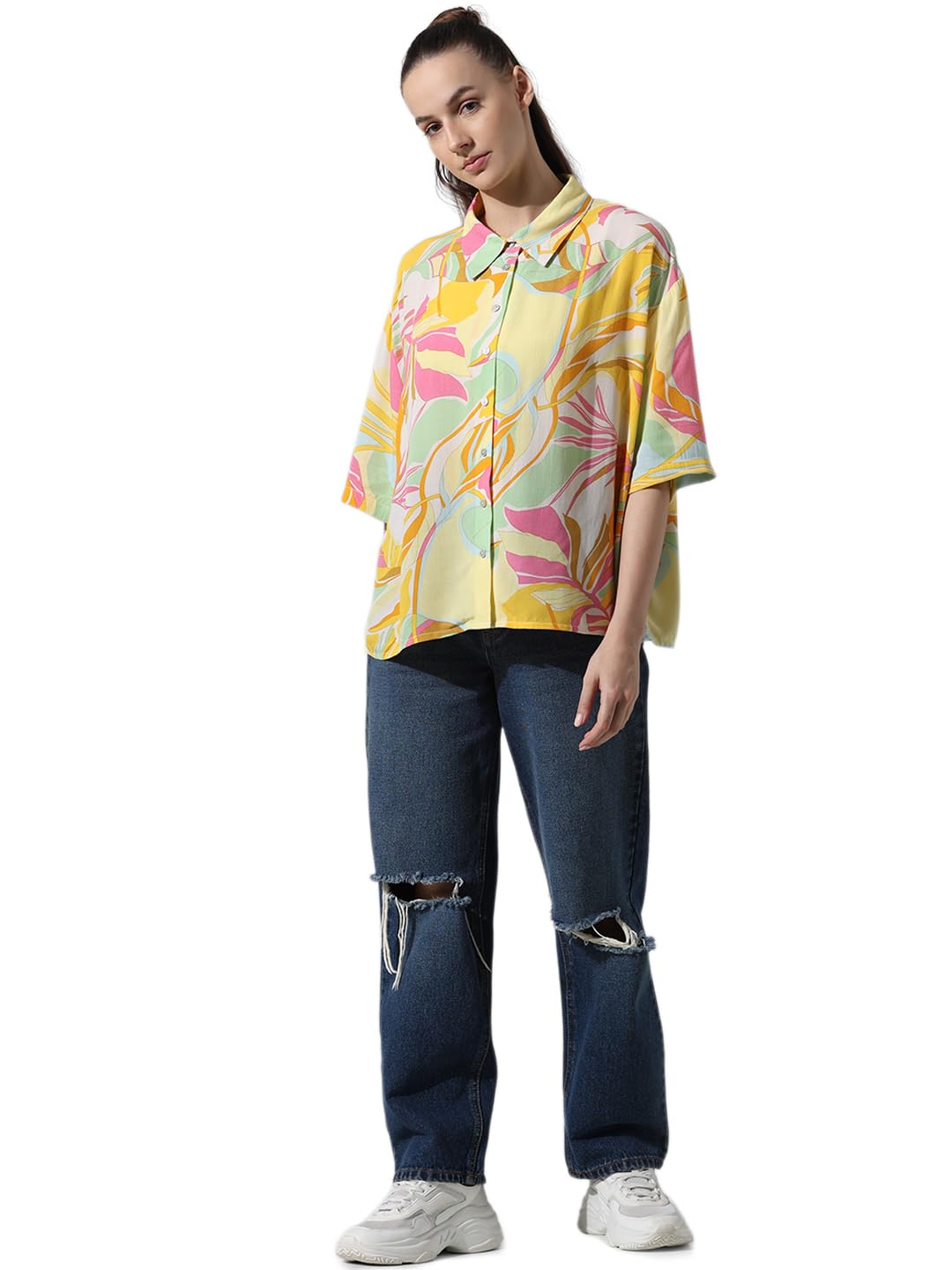 only Women Floral Opaque Printed Oversized Casual Shirt-picture-35