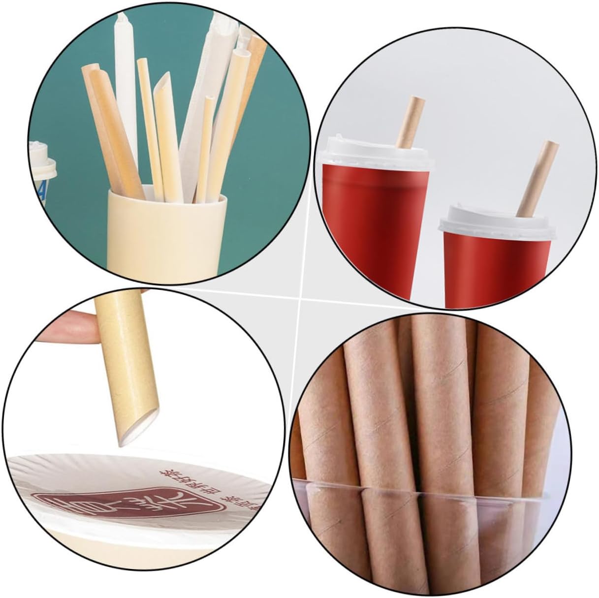 Pulp Paper Straws 100pcs Disposable Juice and Milk Tea Straws 12×200mm Kraft Paper Biodegradable for Smoothies and Store Use