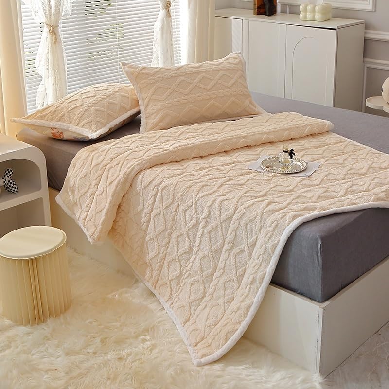 Mattress Protector, Mattress Pad with Elastic Straps, Luxury Velvet Mattress Covers Breathable Mattress Topper, Noiseless(Khaki,90 * 200cm)