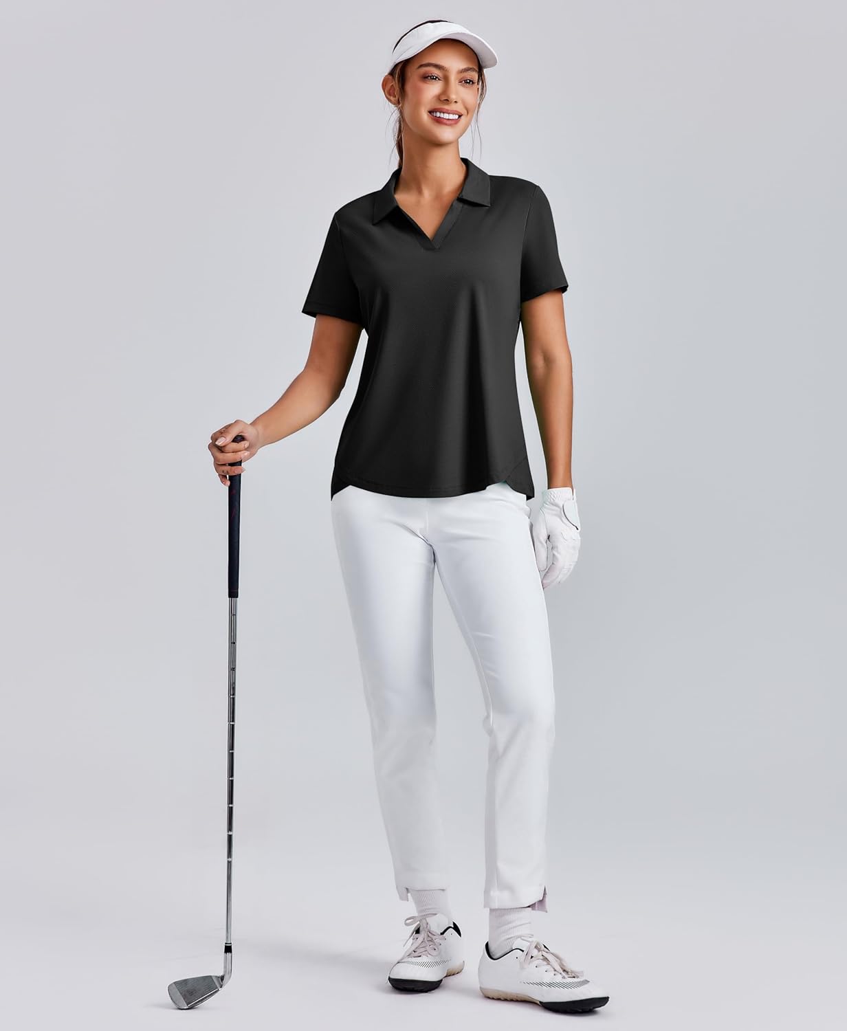 PINSPARK Womens Golf Shirt Short Sleeve Polo Shirts UPF 50+ Tennis Top V-Neck Workout Tops Collared Activewear T-Shirts - Image 3