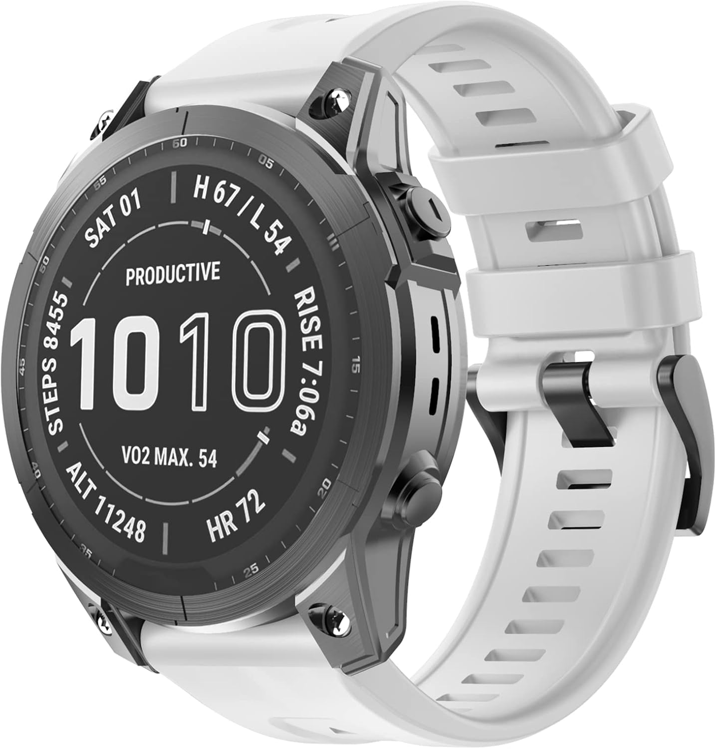 OVERSTEP Compatible with Fenix 7X Band, 26mm Width Soft Silicone Watch Strap for Garmin Fenix 5X/Fenix 5X Plus/Fenix 6X/Fenix 6X Pro Smartwatch (White)