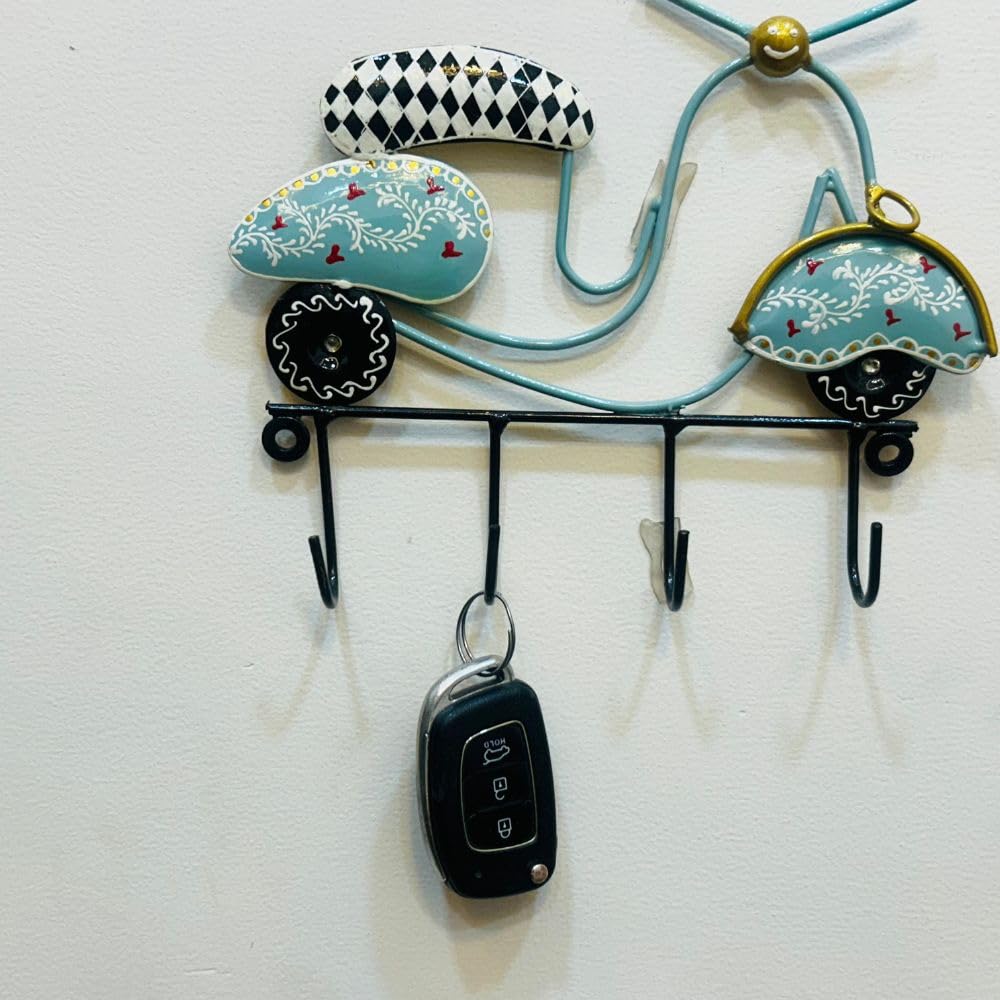 Handpainted Metal Key Holder - Unique Wall Decor -4