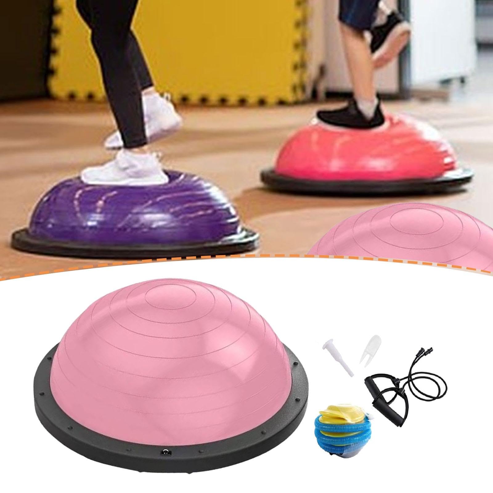 Balance Ball, Palla Semi-Ginnastica Gonfiabile, Dispositivo per L'allenamento Dell'equilibrio con Fasce di Resistenza E Pompa per Ginnastica,