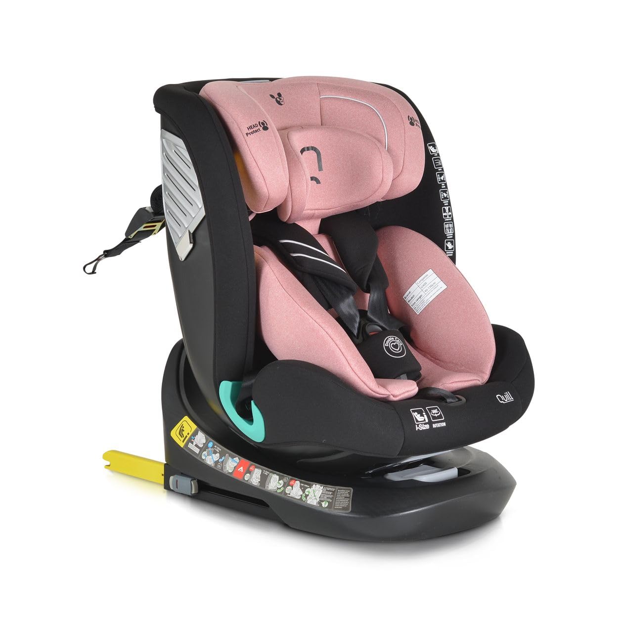 Canguro silla de auto i-Size Quill (40-150cm) grupo 0/1/2/3 Isofix giratoria 360, color:rosa