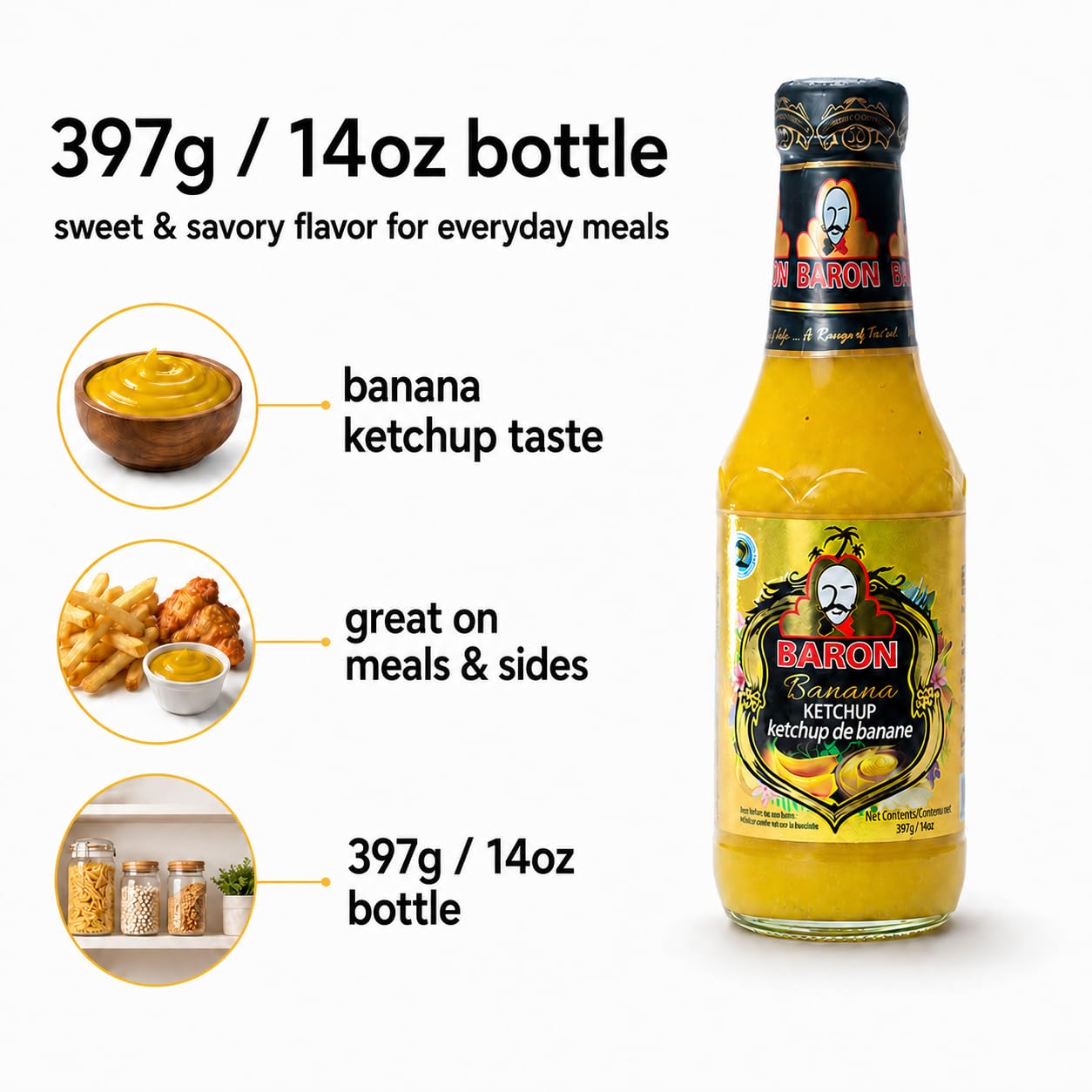 Baron Banana Ketchup, 14 Ounce