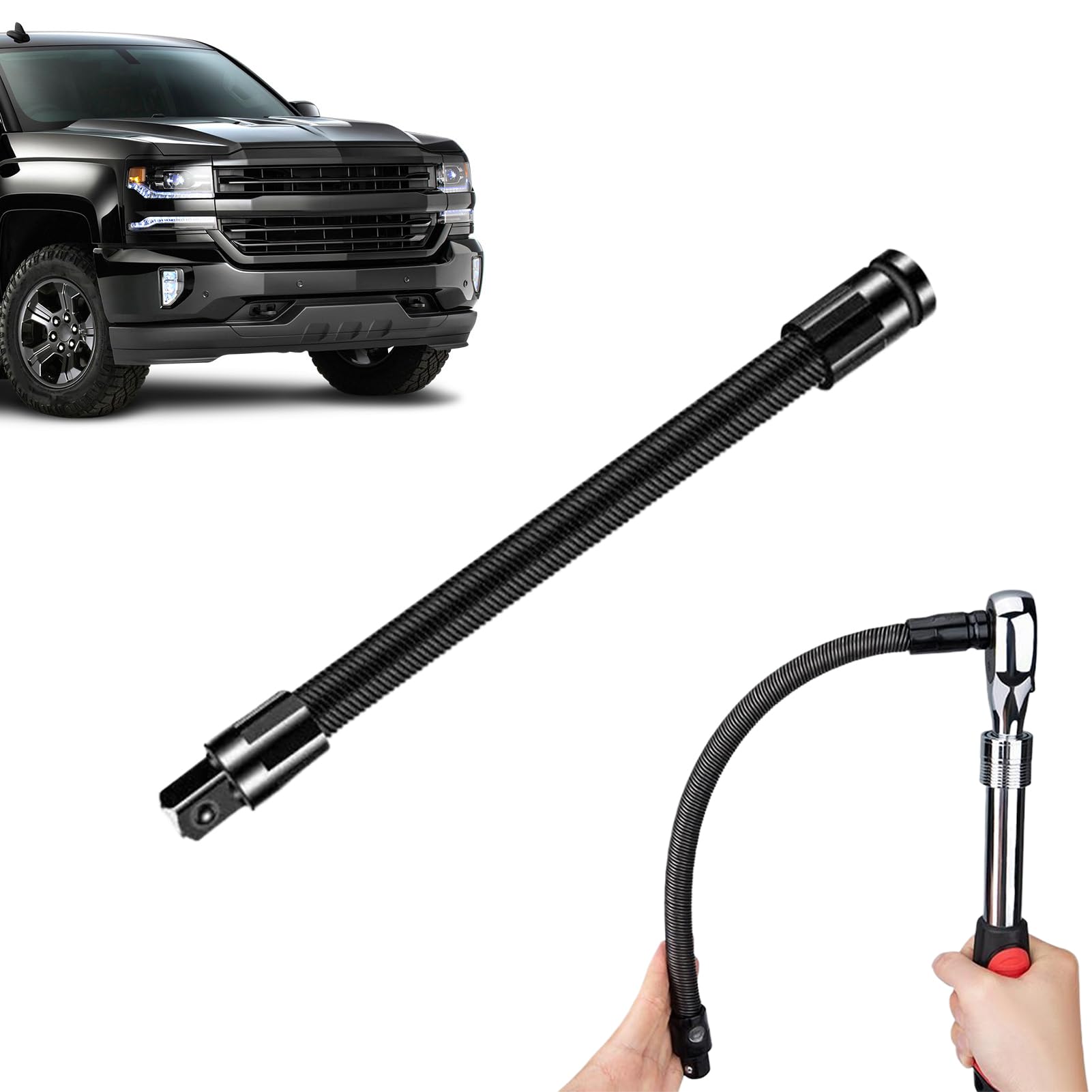 Muiltvoe Ratchet Extension, Spring Steel 1/2" Drill Bit Extender Bar, Flexible Shaft Extension, for Mechanics, Automotive, Motorcycle, Bicycle, Industry, Construction, Electricians, Plumbing