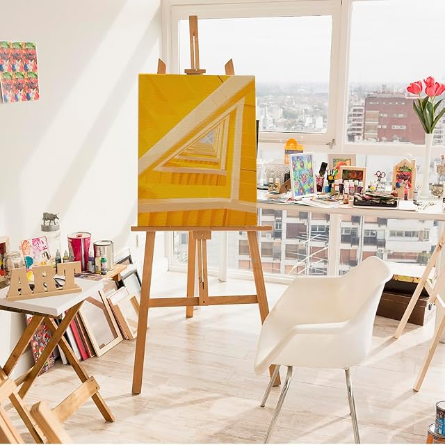 Foto 5 de 8 de ARTNAPI Pintura por números para adultos con marco, pintada a mano, escalera amarilla al infinito