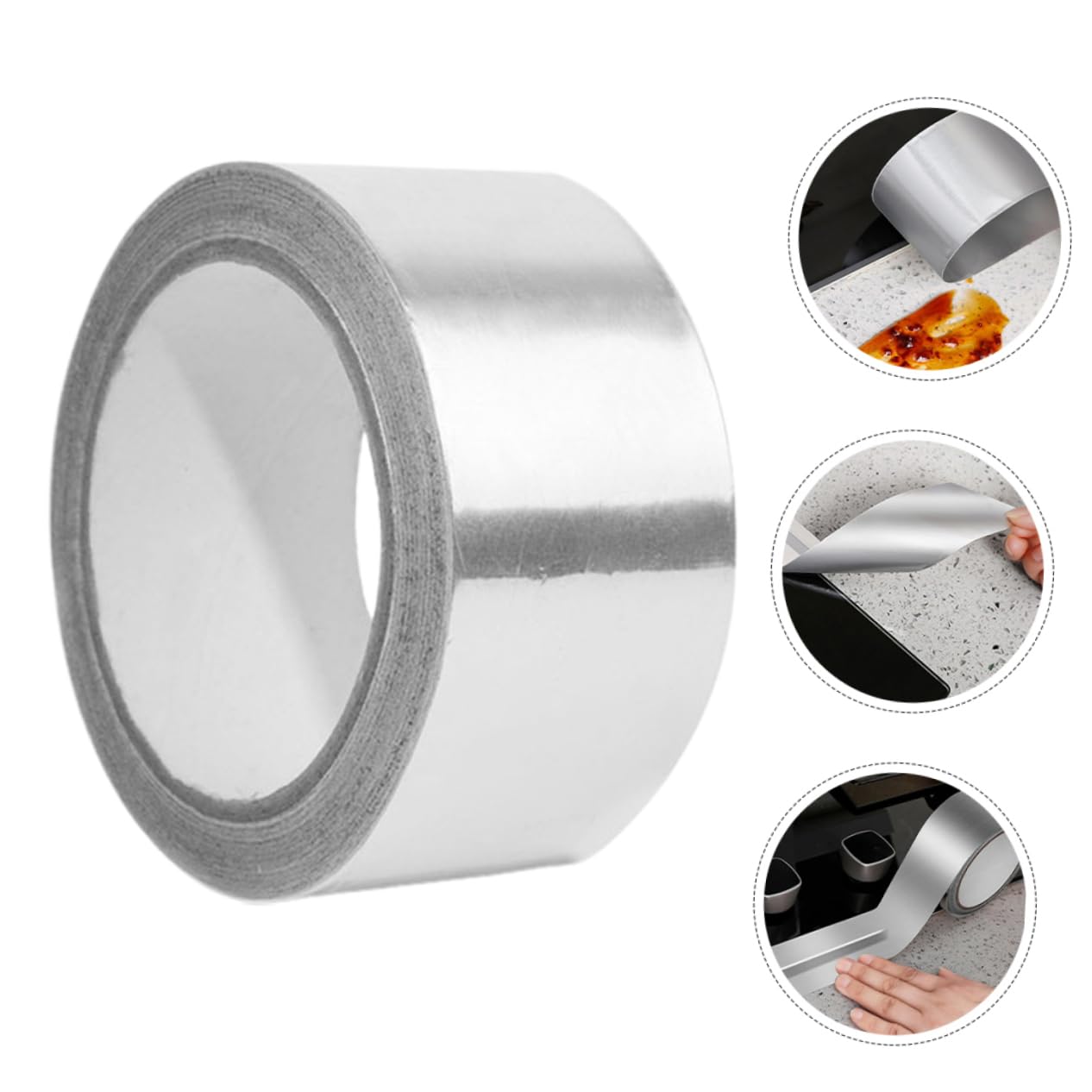 Lurrose 4 Rollen Folienband Aluminium wickeln klebrig Gewebereparaturband reflective tape hitzebeständiges klebeband HVAC-Klebeband für Kanäle Metallband für Rohrleitungen Silver