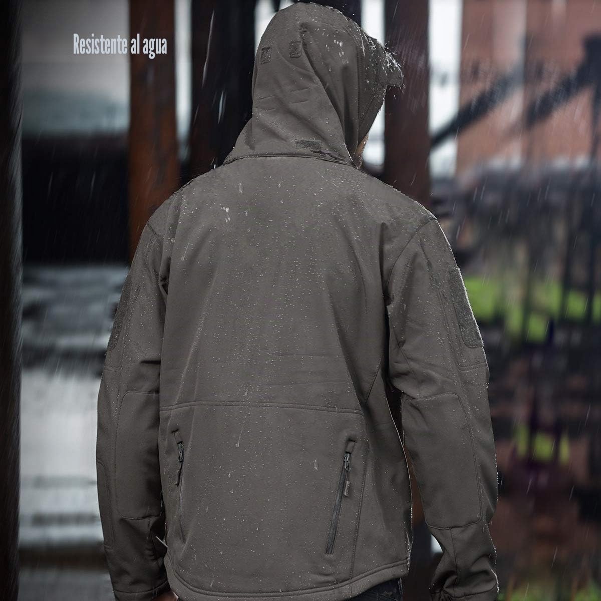FREE SOLDIER para Hombre Militar Softshell Chaquetas Impermeable de Forro con Polar Exteriores Capucha Caza Multibolsillos