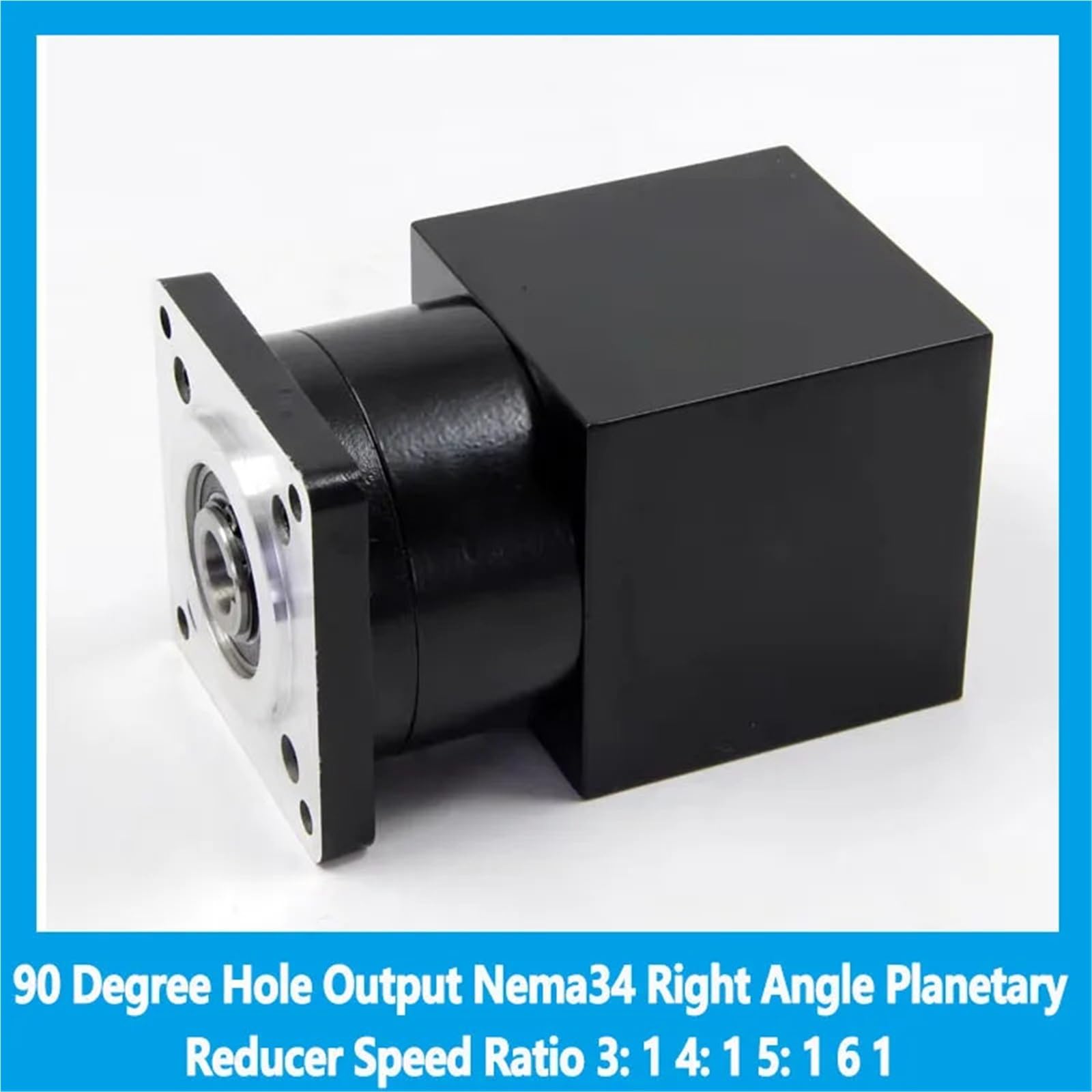 Reductor planetario de ángulo recto Nema34 con salida de orificio de 90 grados, relación de velocidad 3:1, 4:1, 5:1, 6:1 for motor paso a paso Nema34 | 4 to 1