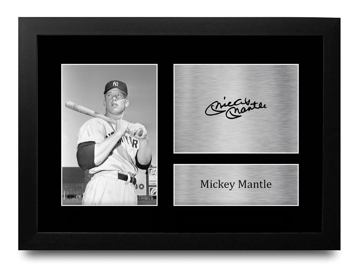 HWC Trading FR A4 Mickey Mantle New York Yankees Gifts Printed Signed Autograph Picture for Baseball Memorabilia Fans - A4 Framed